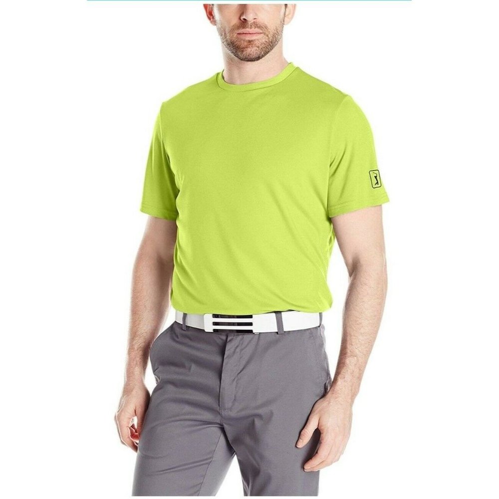 PGA Tour Men's Short Sleeve Crew Neck T-Shirt Medium Lime Green NEW NWT